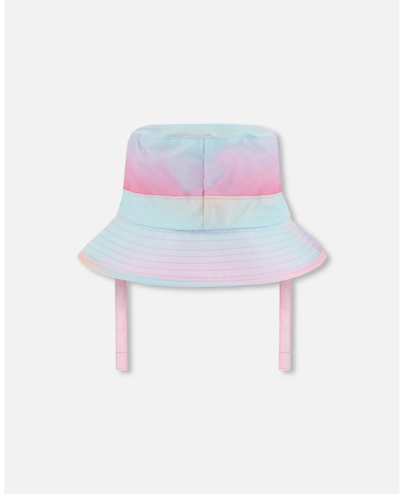 Deux par Deux Baby Girls Printed Beach Sun Hat Pink, Orange, And Turquoise