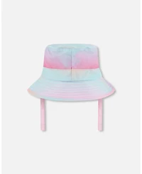 Deux par Deux Baby Girls Printed Beach Sun Hat Pink, Orange, And Turquoise