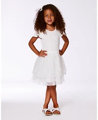Deux par Deux Big Girls Bi-Material Dress With Glitter Hearts Skirt Snow White