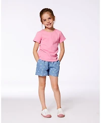 Deux par Big Girls Crinkle Short Sleeve Top Candy Pink