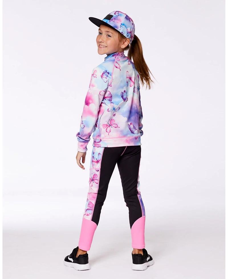 Deux par Girls Colorblock Athletic Leggings Black And Multicolored Butterflies