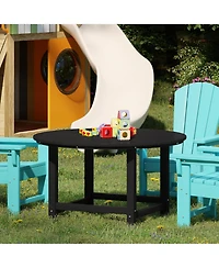 Kids Outdoor Patio Furniture Hdpe 38" Wide Round Dining Table
