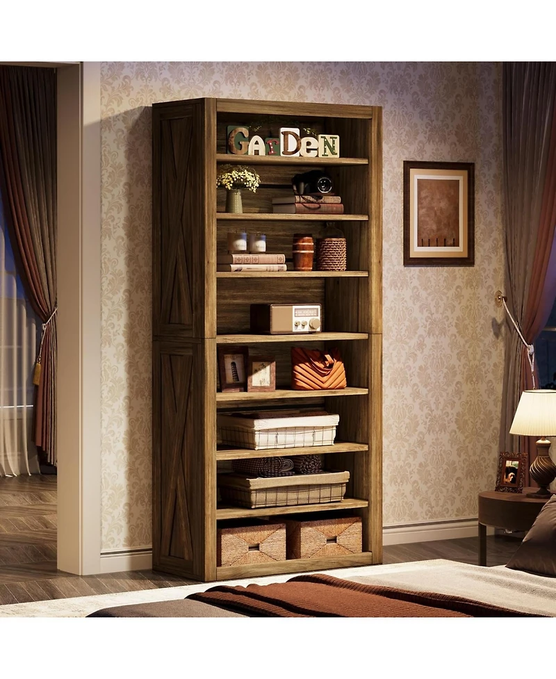 Tribesigns 70.59-Inch Tall Bookshelf, 8-Tier Large Wooden Bookcase with Adjustable Shelves for Living Room, Home Office, Easy Assembly, Rustic Brown