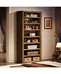 Tribesigns 70.59-Inch Tall Bookshelf, 8-Tier Large Wooden Bookcase with Adjustable Shelves for Living Room, Home Office, Easy Assembly, Rustic Brown