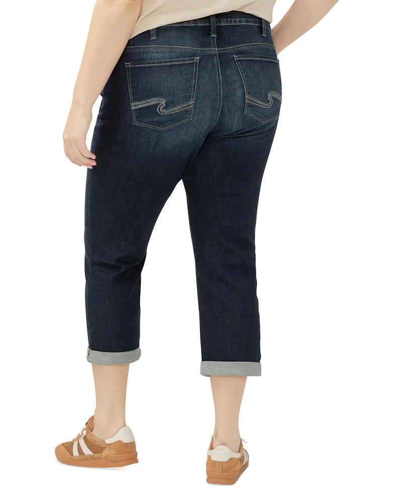 Silver Jeans Co. Plus Elyse Rolled-Cuff Cropped Denim