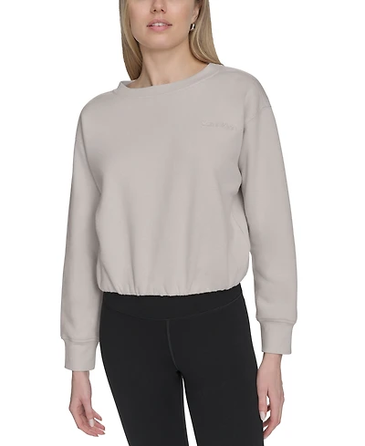 Calvin Klein Women's Logo Fleece Bubble Hem Top