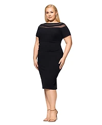 Xscape Plus Size Illusion Stripe Short-Sleeve Sheath Dress