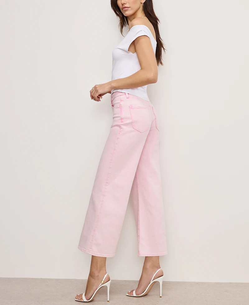 Good American Women's Good Waist Palazzo Cropped Jeans