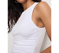 Good American Women's Crewneck Ruched-Front Stretch Top