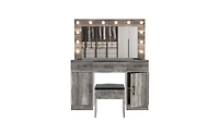 Vanity Desk Set with Large Lighted Mirror and Power Outlet for Convenient Makeup Grooming