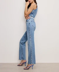 Good American Women's Good Icon Studded Straight-Leg Jeans