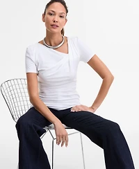 I.n.c. International Concepts Women's Asymmetric-Neck Top, Exclusively at Macy's