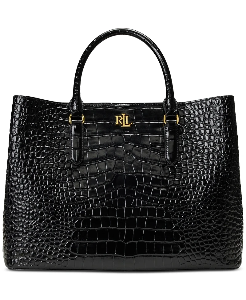 Lauren Ralph Marcy Large Embossed Leather Satchel