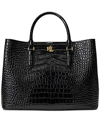 Lauren Ralph Marcy Large Embossed Leather Satchel