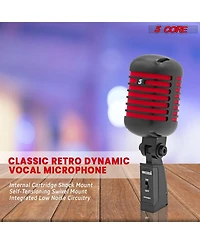5 Core Professional Vintage Microphone for Singing Dynamic Super Cardiod Xlr Old Retro Wired Vocal Mic Rtro Mic Ch Blk-red