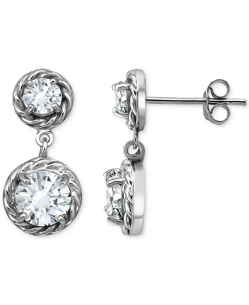 Giani Bernini Cubic Zirconia Rope Frame Double Drop Earrings in 18k Gold-Plated Sterling Silver, Exclusively at Macy's