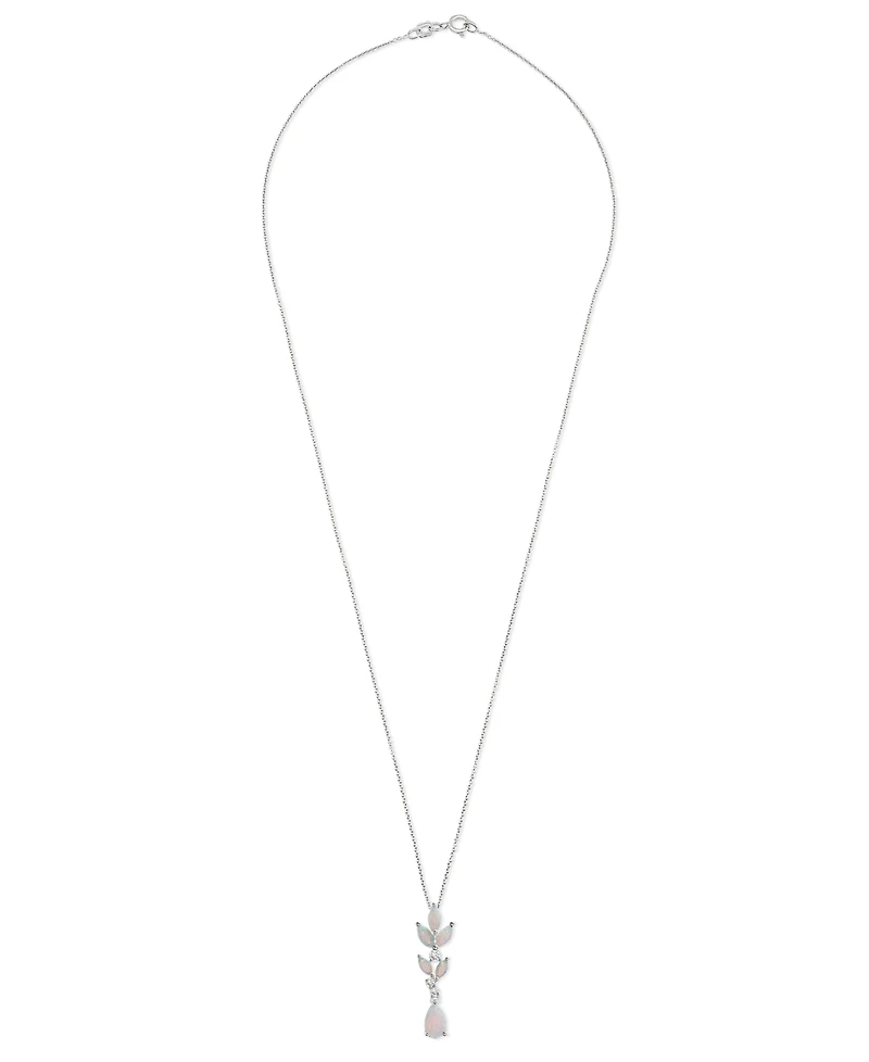 Lab-Created Opal (1-1/10 ct. t.w.) & Lab-Created White Sapphire (1/5 ct. t.w.) Vine Inspired 18" Pendant Necklace in Sterling Silver