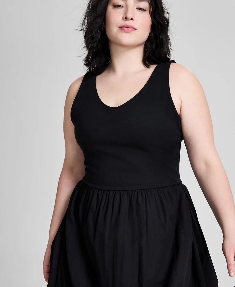 And Now This Trendy Plus Size Cotton Bubble Mini Dress, Exclusively at Macy's