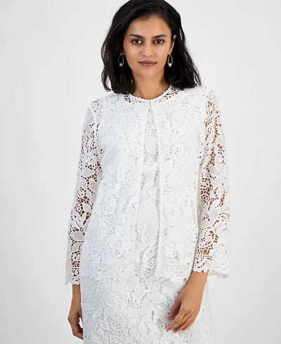 Kasper Women's Lace Open-Front 3/4-Sleeve Jacket, Regular & Petite Sizes