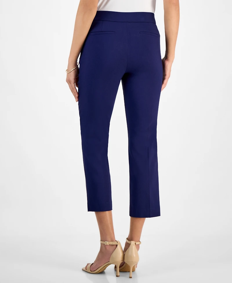 Kasper Women's Stretch Twill Cropped Straight Pull-On Pants