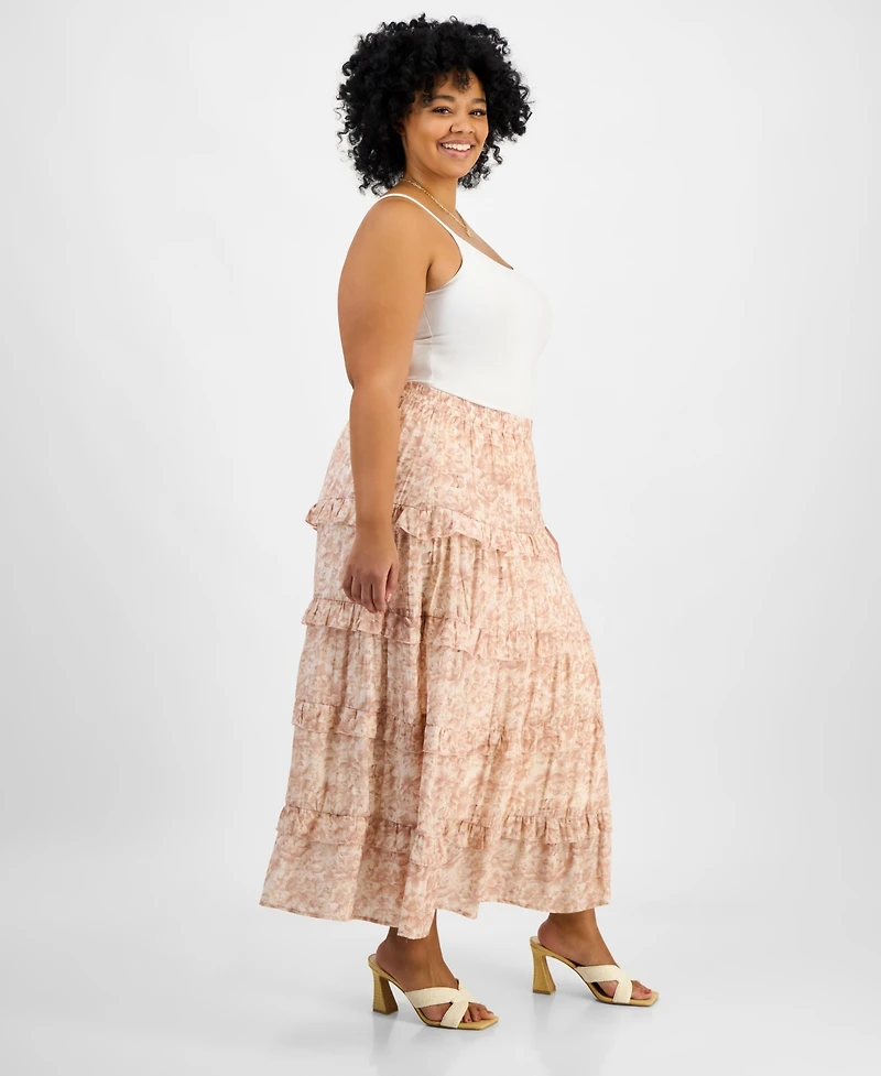 And Now This Trendy Plus Tiered Floral Maxi Skirt, Exclusively at Macy's