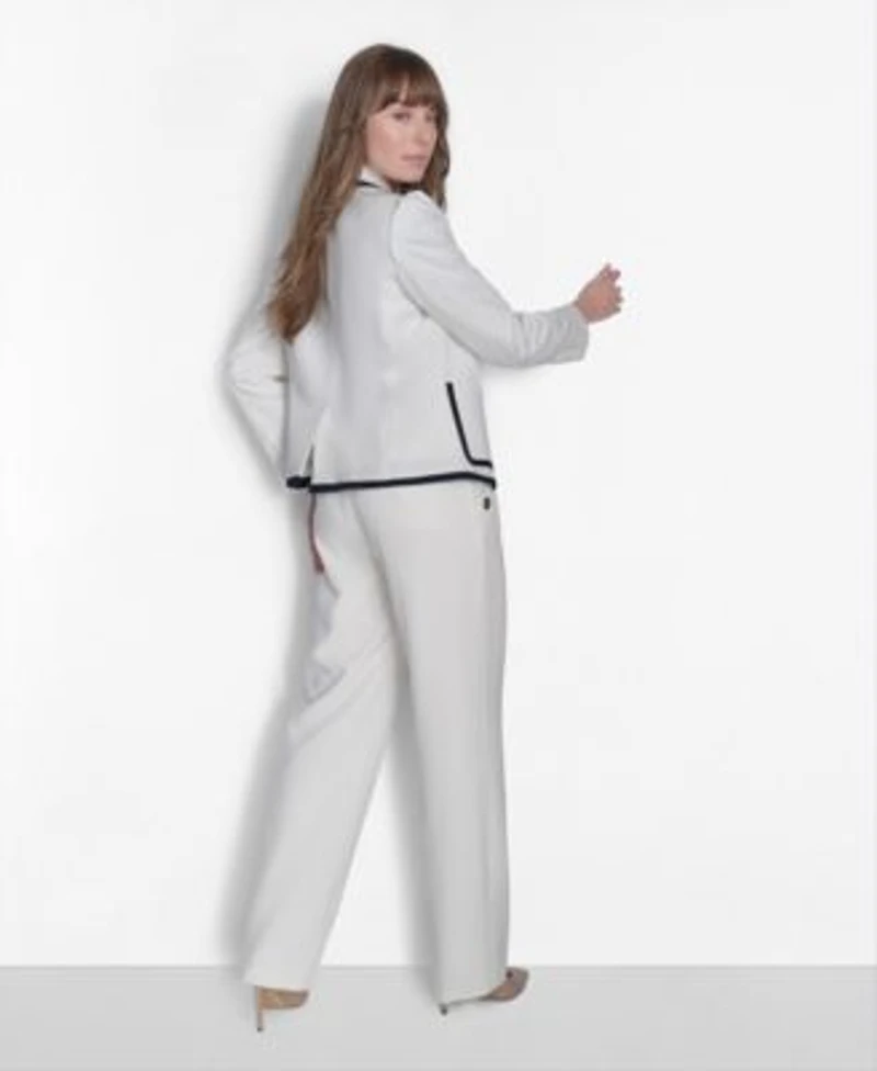 Tommy Hilfiger Womens Contrast Trim Crewneck Top Contrast Trim Puff Sleeve Jacket Sailor Pants