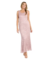 R & M Richards Petite 2-Pc. Metallic-Lace Gown Jacket Set