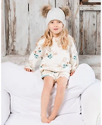 Deux par Deux Big Girls Printed French Terry Short Off-White And Koala