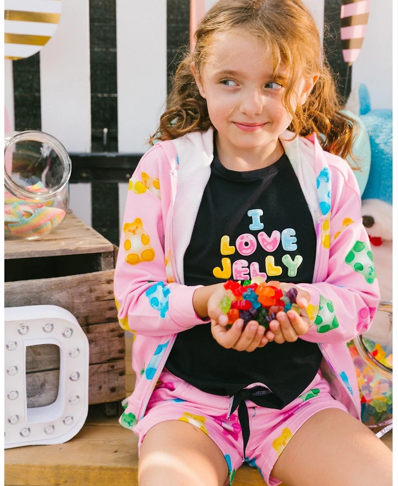 Deux par Deux Toddler Girls Printed French Terry Short Pink Multicolored Gummies - Toddler|Child