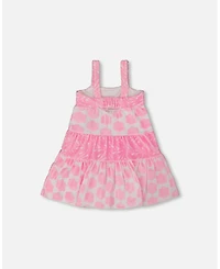 Deux par Deux Toddler Girls Printed Terry Beach Dress Pink And White - Toddler|Child