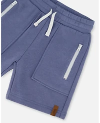 Deux par Deux Toddler Boys French Terry Zip Pocket Shorts Pale Mauve Blue - Toddler|Child