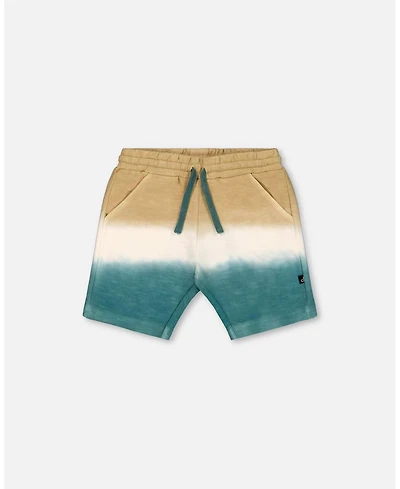 Deux par Deux Toddler Boys French Terry Short Gradient Beige And Teal - Toddler|Child