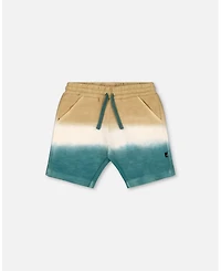 Deux par Deux Toddler Boys French Terry Short Gradient Beige And Teal - Toddler|Child
