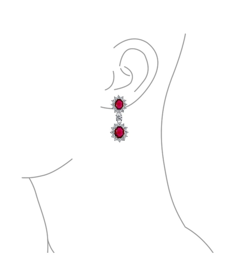 Bling Jewelry Crown Halo Pave Cubic Zirconia Cz Drop Dangling Oval Chandelier Clip On Earrings Statement Non-Pierced
