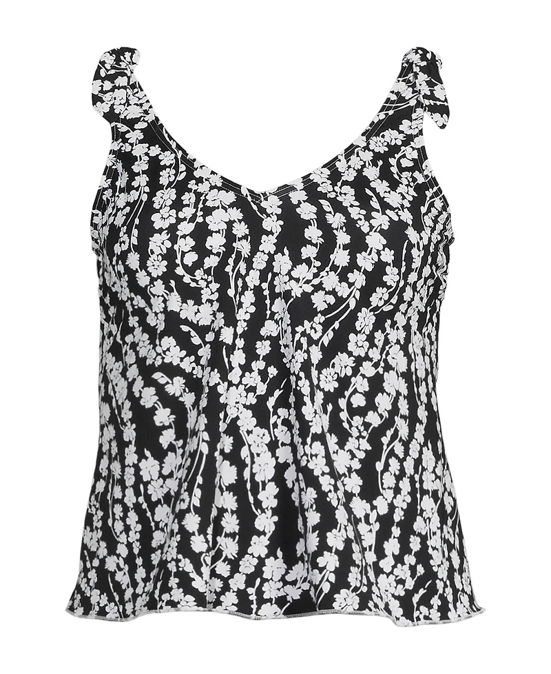 Lands' End Women's Long Torso Tie Shoulder Flutter Tankini Top