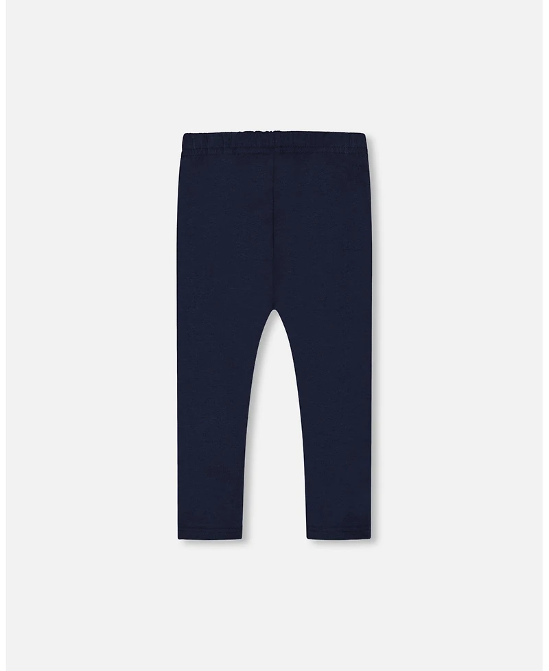 Deux par Toddler Girls Organic Cotton Capri Leggings With Mesh Navy Blue - Toddler|Child