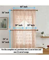Hlc.me Jolene Floral Rod Pocket Lace Semi Sheer Voile Short Valance for Small