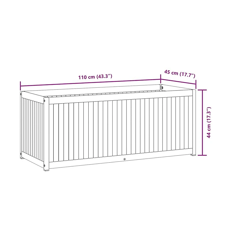 Garden Planter 43.3"x17.7"x17.3" Solid Wood Acacia and Steel