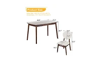 Rubber Wood Dining Table and Chair Set with Cushions