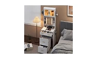 Small Vanity Desk with Mirror and Led Lights – Compact Makeup Table with Charging Station and Storage Shelves for Small Spaces