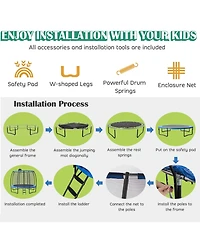 12 Feet Recreational Trampoline with Basketball Hoop