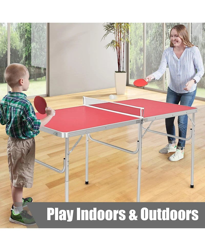 60 Inch Portable Tennis Ping Pong Folding Table with Accessories