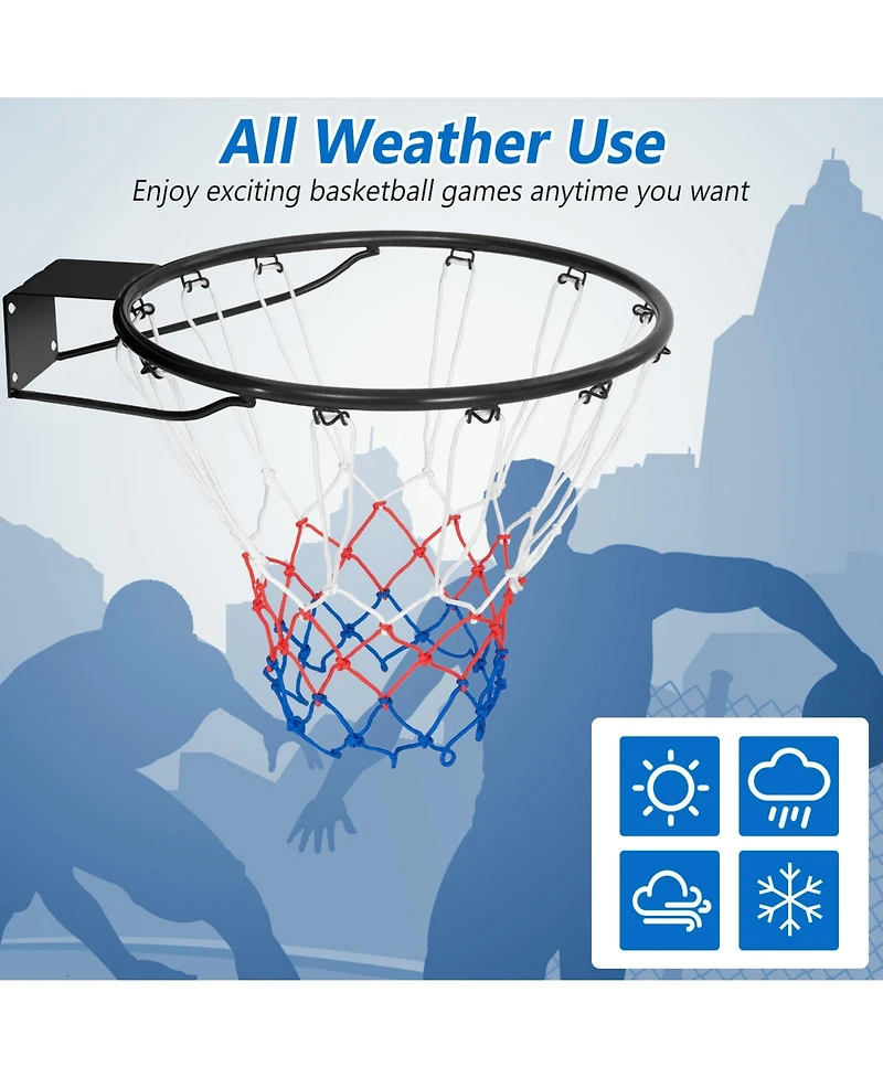 18 Inch Basketball Rim Goal Replacement with All Weather Net and Mounting Hardware