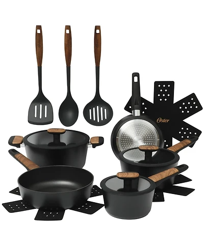 Oster Platinum Oxburg 14 Piece Forged Aluminum Pfa Free Non-toxic Premium Ceramic Non Stick Interior Cookware & Kitchen Tools Set