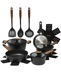 Oster Platinum Oxburg 14 Piece Forged Aluminum Pfa Free Non-toxic Premium Ceramic Non Stick Interior Cookware & Kitchen Tools Set