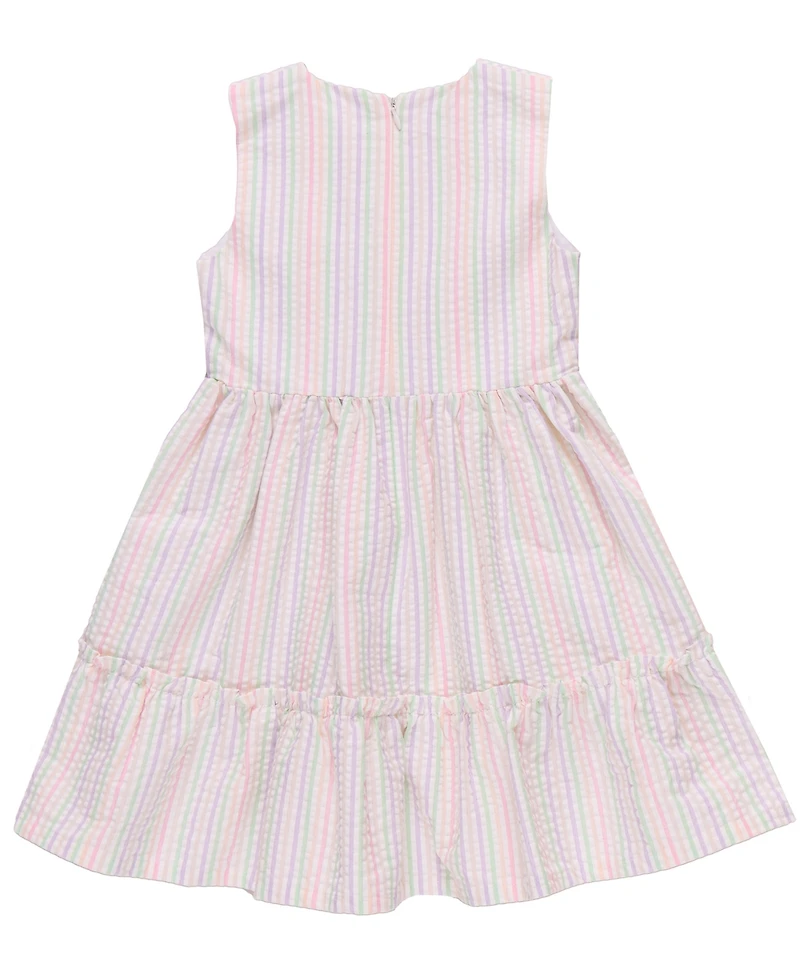 Bonnie Jean Little Girls Intarsia Bunny Sweater and Seersucker Dress