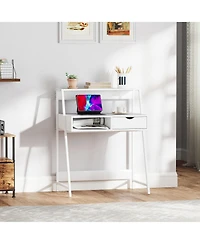 Homcom Computer Writing Desk for Small Space w/ Drawer, Storage Shelves,