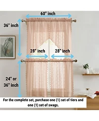 Hlc.me Sophia Floral Rod Pocket Lace Short Cafe Swags for Small Windows - 28 x 36 Inch Length (Blush Pink Swags, Set of 2)