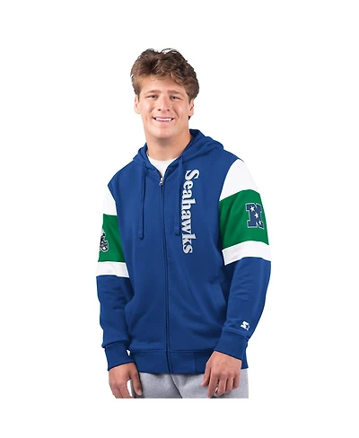 Starter Men's Royal Seattle Seahawks Extreme Vintage Logo Full-Zip Hoodie
