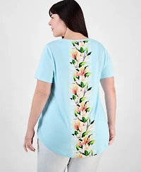 Jm Collection Plus V-Neck Short-Sleeve Top